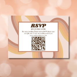 70s Retro Groovy Lines Funky QR Code RSVP Kaart