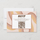 70s Retro Groovy Lines Funky QR Code RSVP Kaart (Voorkant)