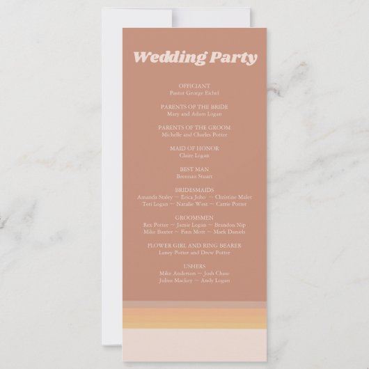 70s Retro Groovy Lines Funky Wedding Program (Achterkant)