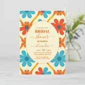 70's Retro Groovy Oranje Vrijgezellenfeest Kaart (Staand voorkant)