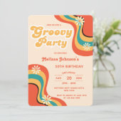 70s Retro Groovy Party Daisies Bloem Verjaardag Kaart (Staand voorkant)