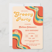 70s Retro Groovy Party Daisies Bloem Verjaardag Kaart (Voorkant)