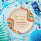 70s Retro Groovy Party Daisies Bloem Verjaardag Papieren Bordje (Feest)