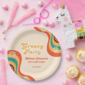 70s Retro Groovy Party Daisies Bloem Verjaardag Papieren Bordje (Feest)