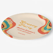 70s Retro Groovy Party Daisies Bloem Verjaardag Papieren Bordje (Gekanteld)