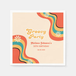 70s Retro Groovy Party Daisies Bloem Verjaardag Servet