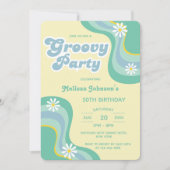 70s Retro Groovy Party Daisies Gele Verjaardag Kaart (Voorkant)