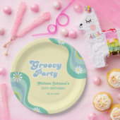 70s Retro Groovy Party Daisies Gele Verjaardag Papieren Bordje (Feest)