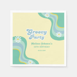 70s Retro Groovy Party Daisies Gele Verjaardag Servet