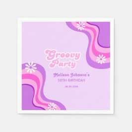 70s Retro Groovy Party Daisies Paarse Verjaardag Servet
