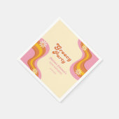 70s Retro Groovy Party Daisies Peach Verjaardag Servet (Hoek)