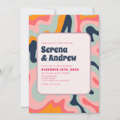 70s Retro Groovy pastel roze blauw Kaart (Voorkant)