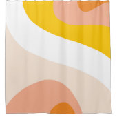 70s Retro Groovy Patroondoorsnede, geel, Oranje Douchegordijn (Voorkant)