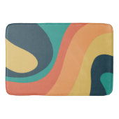 70s Retro Groovy Pattern Blauwgroen, Oranje, geel Badmat (Voorkant)