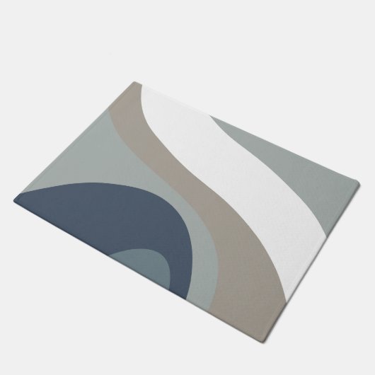 70s Retro Groovy Pattern Blue, grijs Deurmat (Schuin)