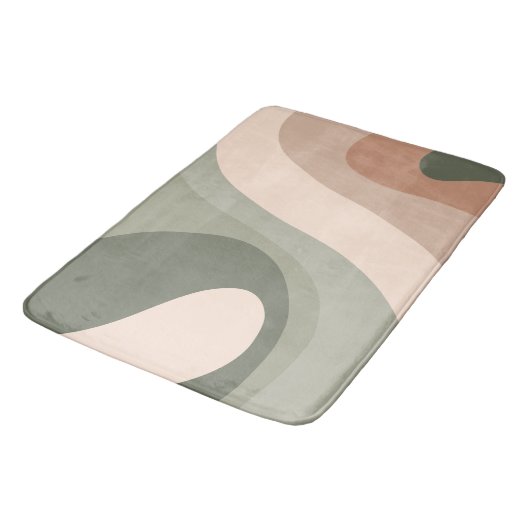 70s Retro Groovy Pattern Green, Peach, Cream Badmat (Gekanteld)