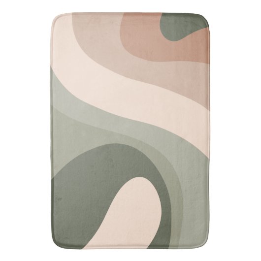 70s Retro Groovy Pattern Green, Peach, Cream Badmat (Voorkant Verticaal)