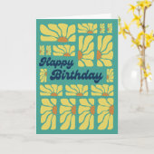 70s Retro Groovy Psychedelic Hippy Flower Verjaard Kaart (Gele Bloem)