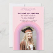 70s Retro Groovy Roze Arch Funky Foto Afstuderen Kaart (Achterkant)