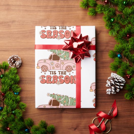 70s Retro Groovy Tis Het Seizoen Kerstmis Cadeaupapier (Feestdagen Geschenken)