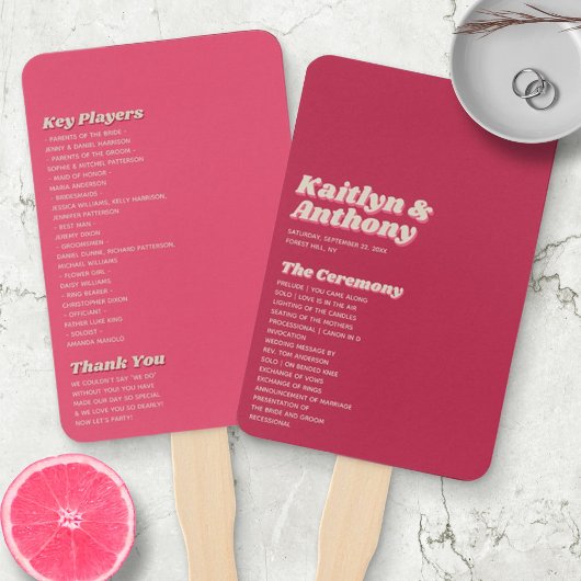 70's Retro Groovy Viva Magenta Bruiloft Handwaaier