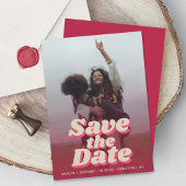 70's Retro Groovy Viva Magenta Foto Wedding Save The Date