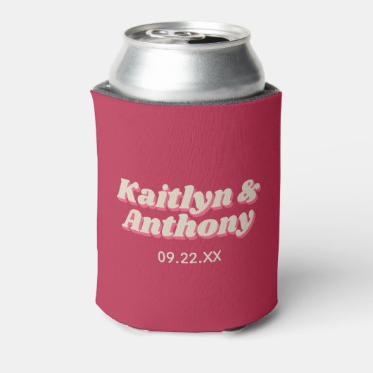 70's Retro Groovy Viva Magenta Wedding Blikjeskoeler (Blikje Achterkant)