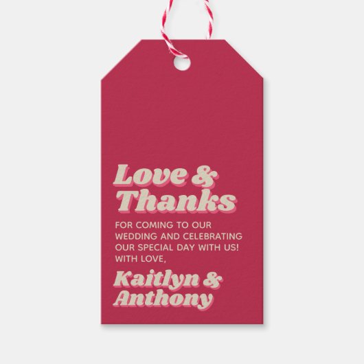 70's Retro Groovy Viva Magenta Wedding Cadeaulabel (Voorkant)