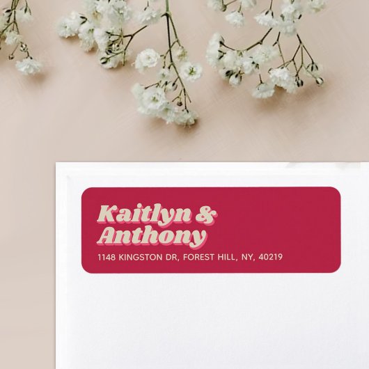 70's Retro Groovy Viva Magenta Wedding Etiket