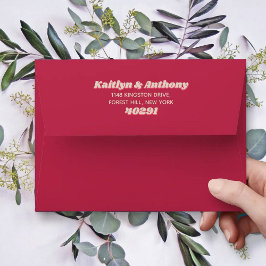 70's Retro Groovy Viva Magenta Wedding Invitation Envelop