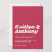 70's Retro Groovy Viva Magenta Wedding Kaart (Voorkant)