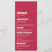 70's Retro Groovy Viva Magenta Wedding Menu (Voorkant)