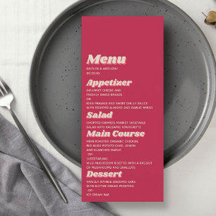 70's Retro Groovy Viva Magenta Wedding Menu