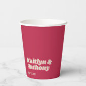 70's Retro Groovy Viva Magenta Wedding Papieren Bekers (Achterkant)