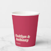 70's Retro Groovy Viva Magenta Wedding Papieren Bekers (Voorkant)