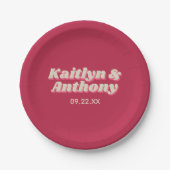 70's Retro Groovy Viva Magenta Wedding Papieren Bordje (Voorkant)