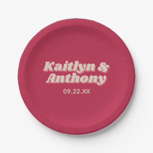 70's Retro Groovy Viva Magenta Wedding Papieren Bordje