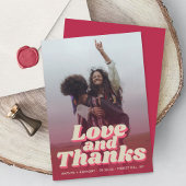 70's Retro Groovy Viva Magenta Wedding Photo Bedankkaart