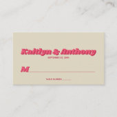 70's Retro Groovy Viva Magenta Wedding Plaatskaartje (Voorkant)