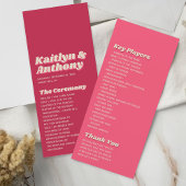 70's Retro Groovy Viva Magenta Wedding Programmakaart