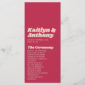 70's Retro Groovy Viva Magenta Wedding Programmakaart (Voorkant)