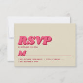 70's Retro Groovy Viva Magenta Wedding RSVP Kaartje (Voorkant)