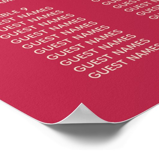 70's Retro Groovy Viva Magenta Wedding Seating Poster (Hoek)