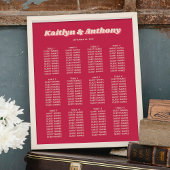 70's Retro Groovy Viva Magenta Wedding Seating Poster