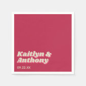 70's Retro Groovy Viva Magenta Wedding Servet (Voorkant)