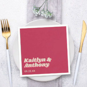 70's Retro Groovy Viva Magenta Wedding Servet