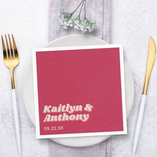 70's Retro Groovy Viva Magenta Wedding Servet