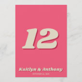 70's Retro Groovy Viva Magenta Wedding Table No. Kaart (Achterkant)