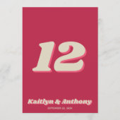 70's Retro Groovy Viva Magenta Wedding Table No. Kaart (Voorkant)