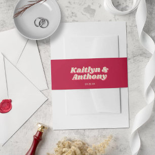 70's Retro Groovy Viva Magenta Wedding Uitnodigingen Wikkel